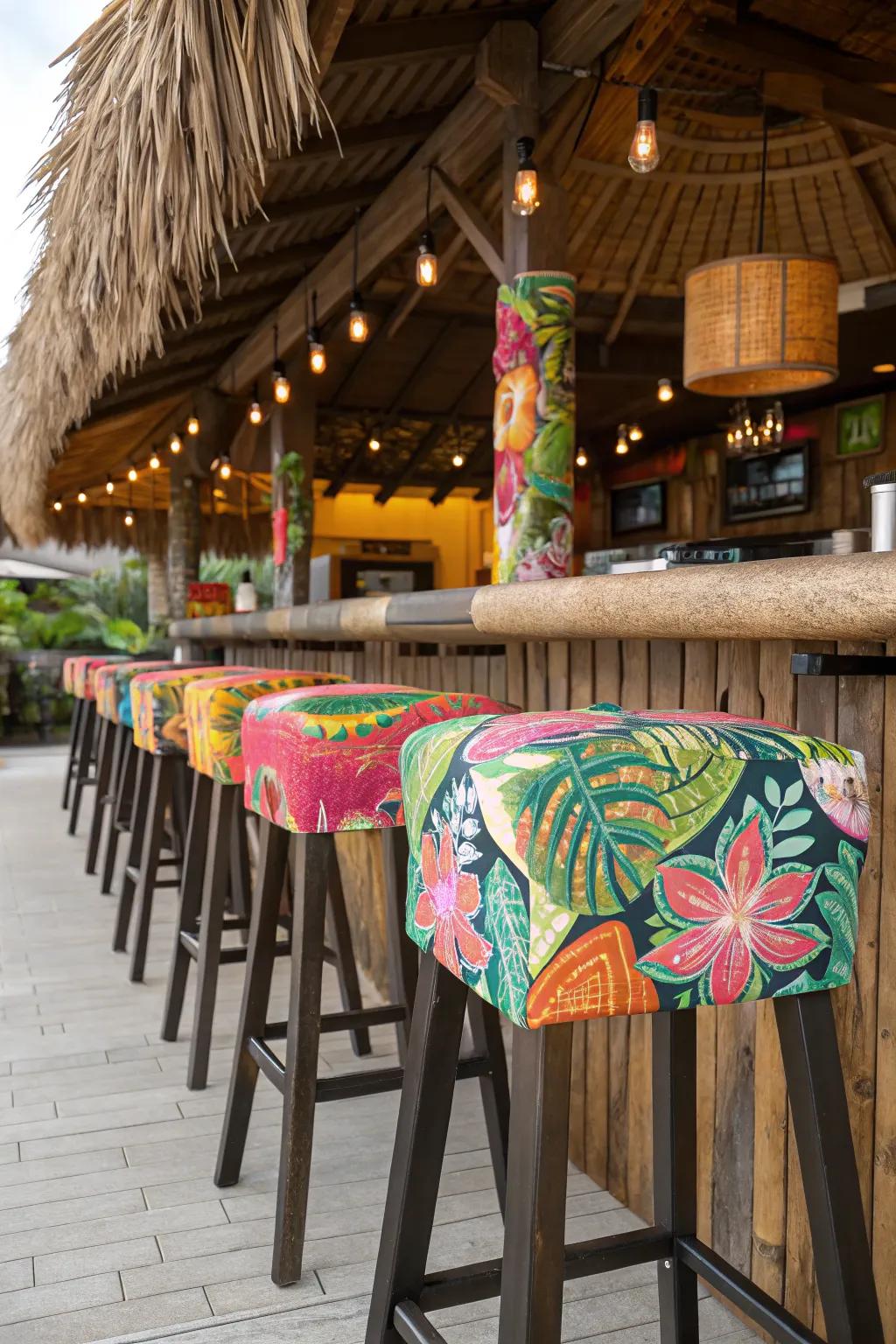 Incorporate a burst of color with lively bar seating.