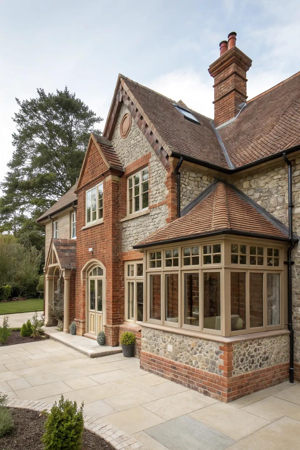 A brick and stone extension that beautifully matches the existing architecture.