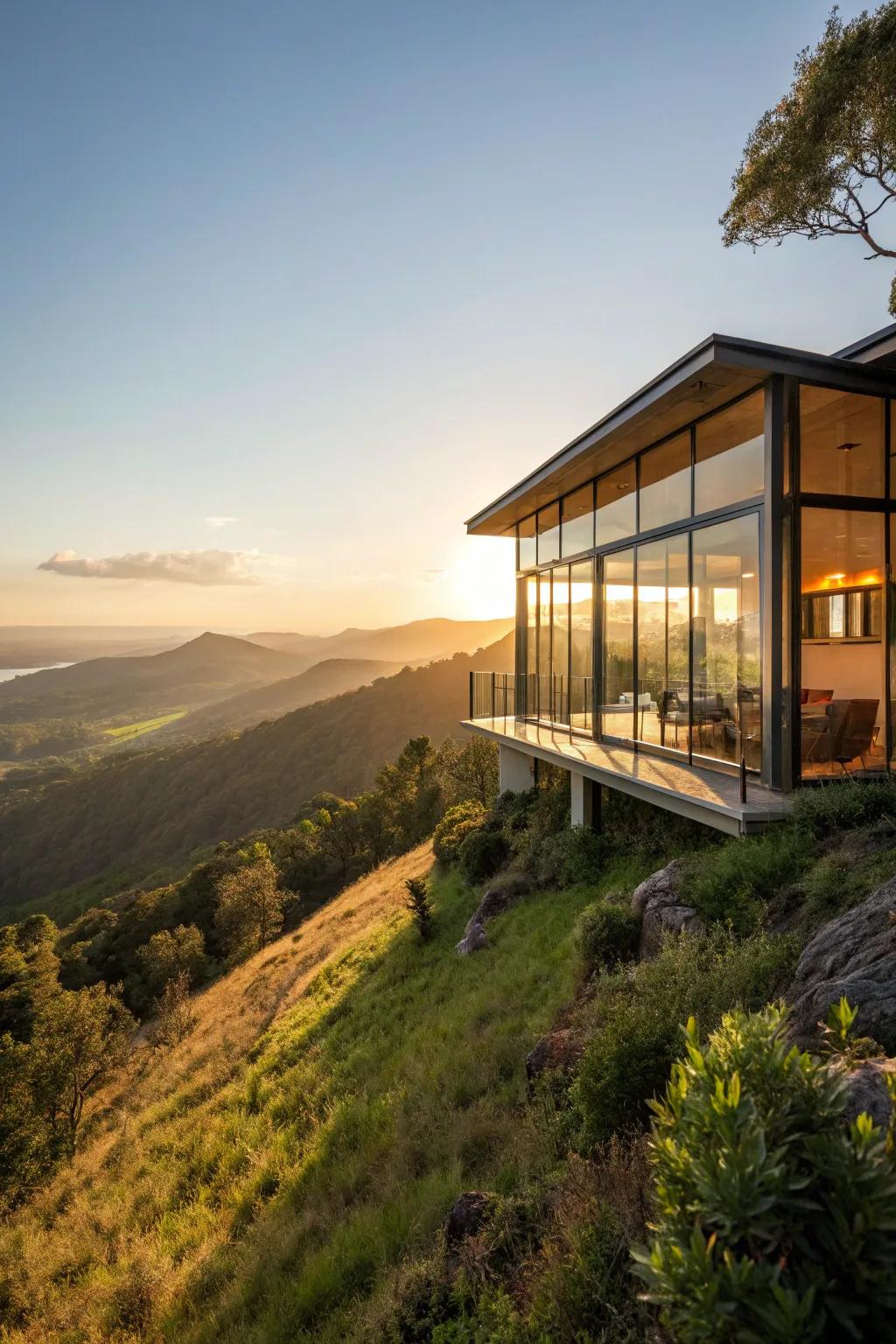 Large windows let in lots of light and scenery.