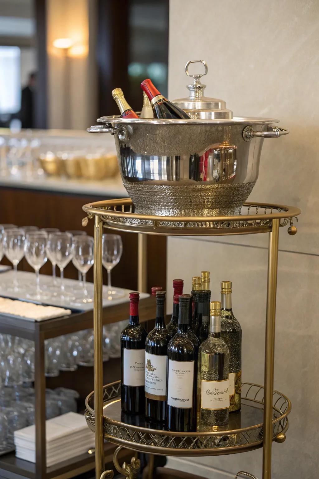 A decorative wine chiller that elevates any home bar setting.