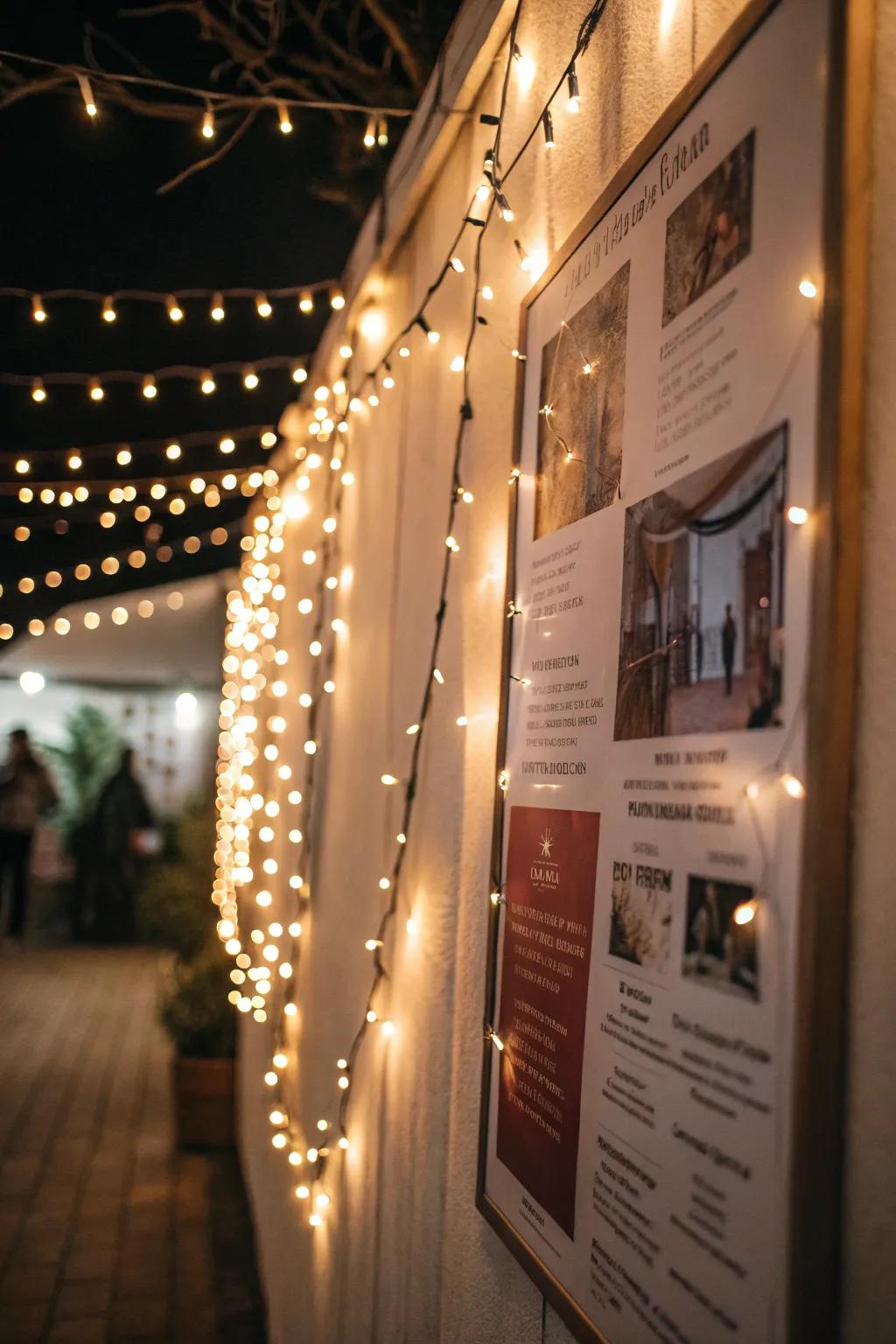 String lights add a magical touch to poster displays.