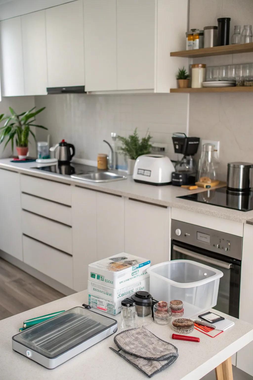 A clutter-free kitchen that emphasizes essential items.