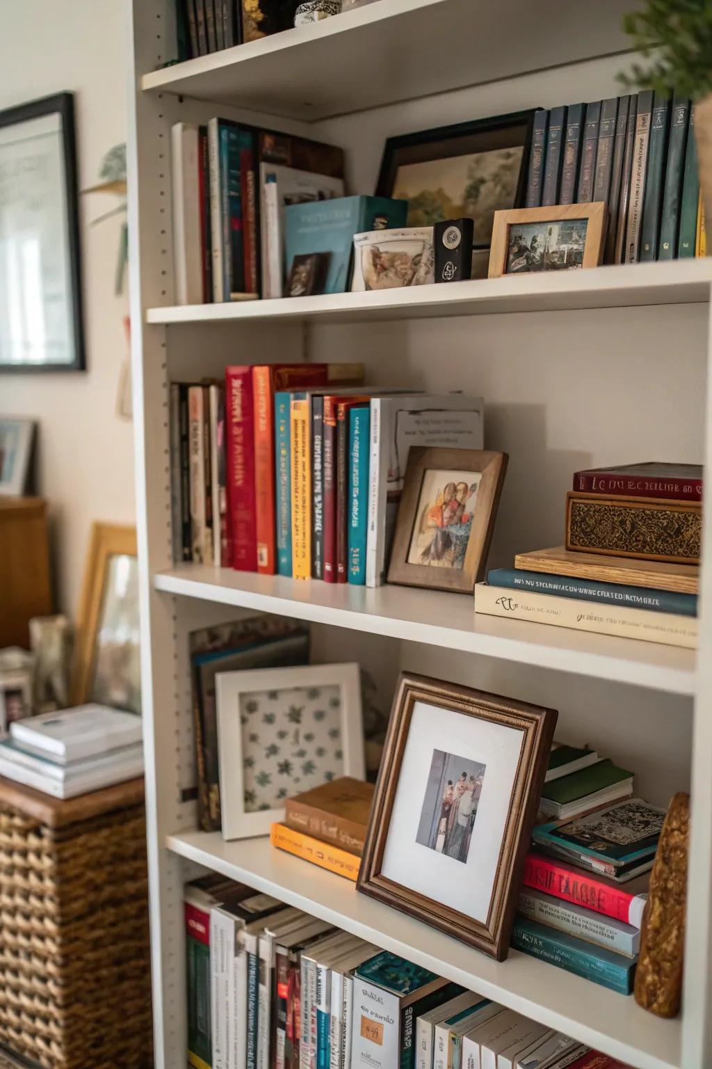A seamless mix of books and art for a stylish presentation