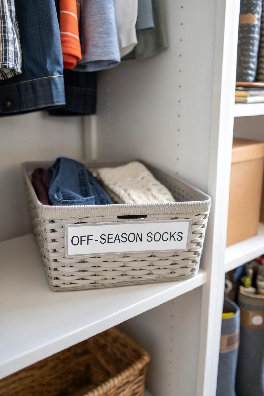 Rotate your sock selection with each season for streamlined organization.