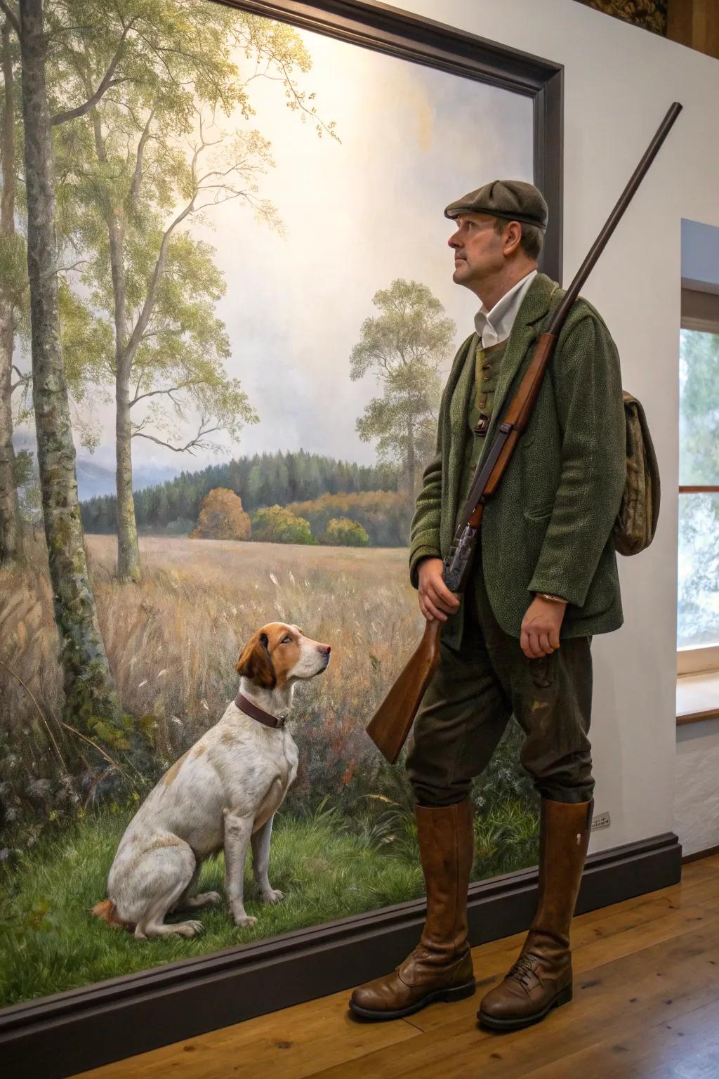 Shows the timeless relationship between a hunter and their dog.