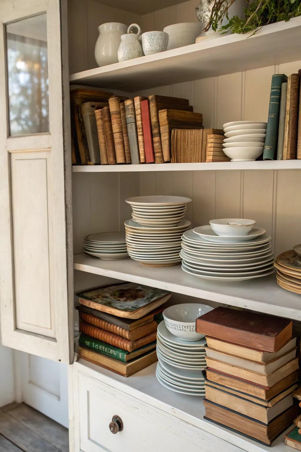 Tiered features bring definition to this elegant hutch.
