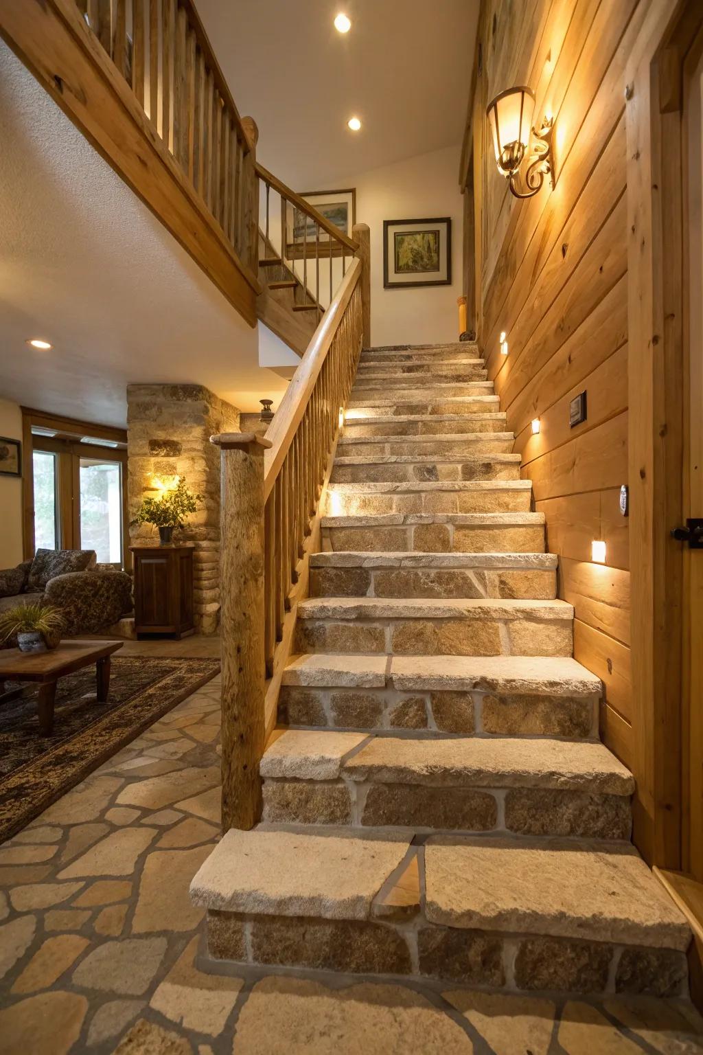 Stone steps conveying countryside sophistication.