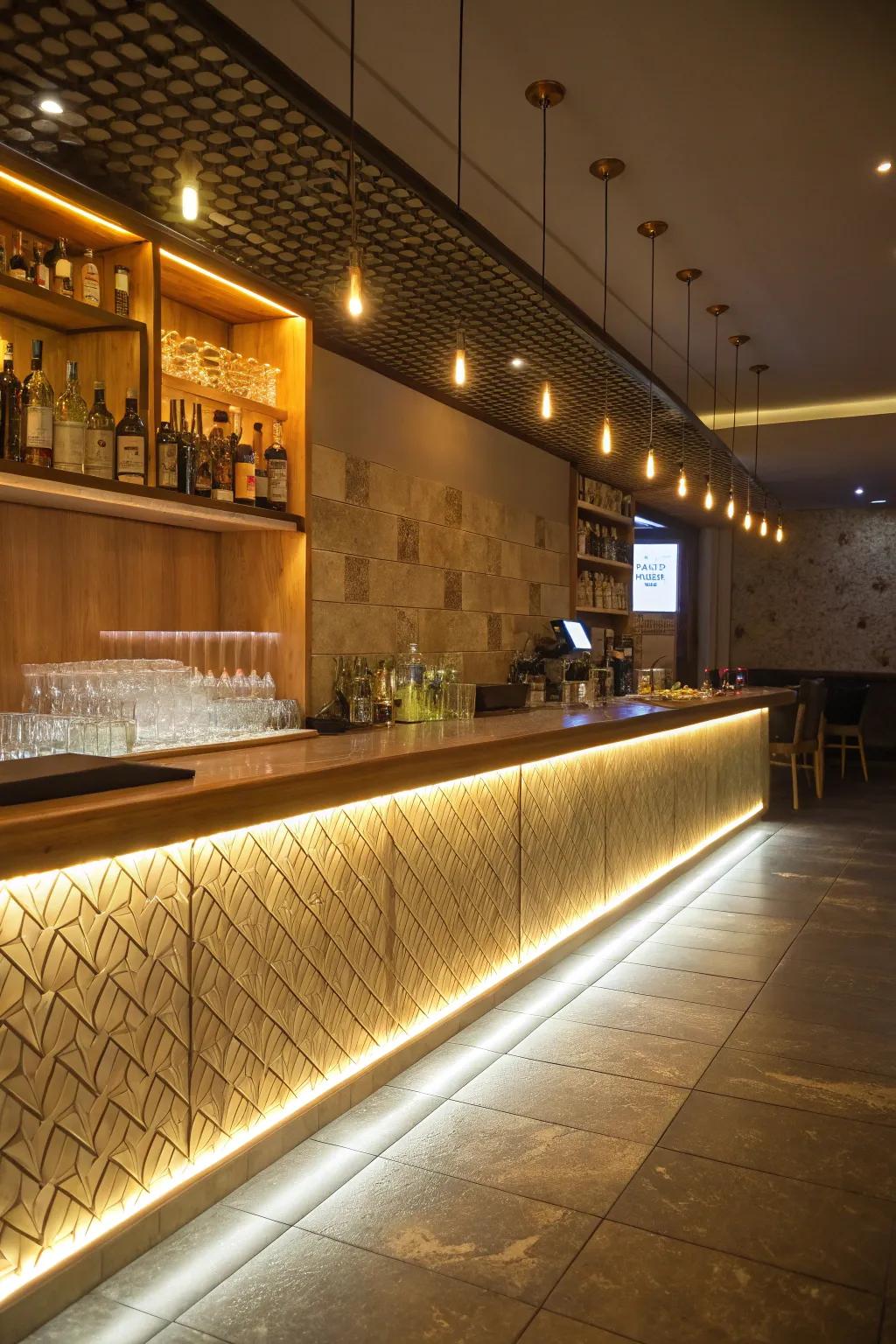 LED illumination elevates the ambiance with a gentle luminescence.