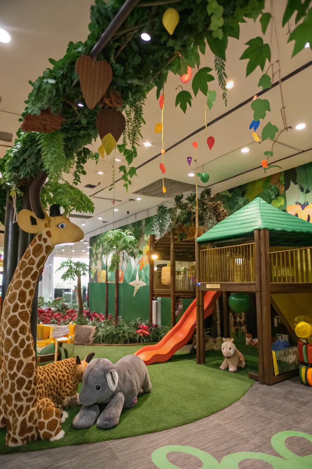 An untamed inspired recreation territory welcomes the outdoors inside.