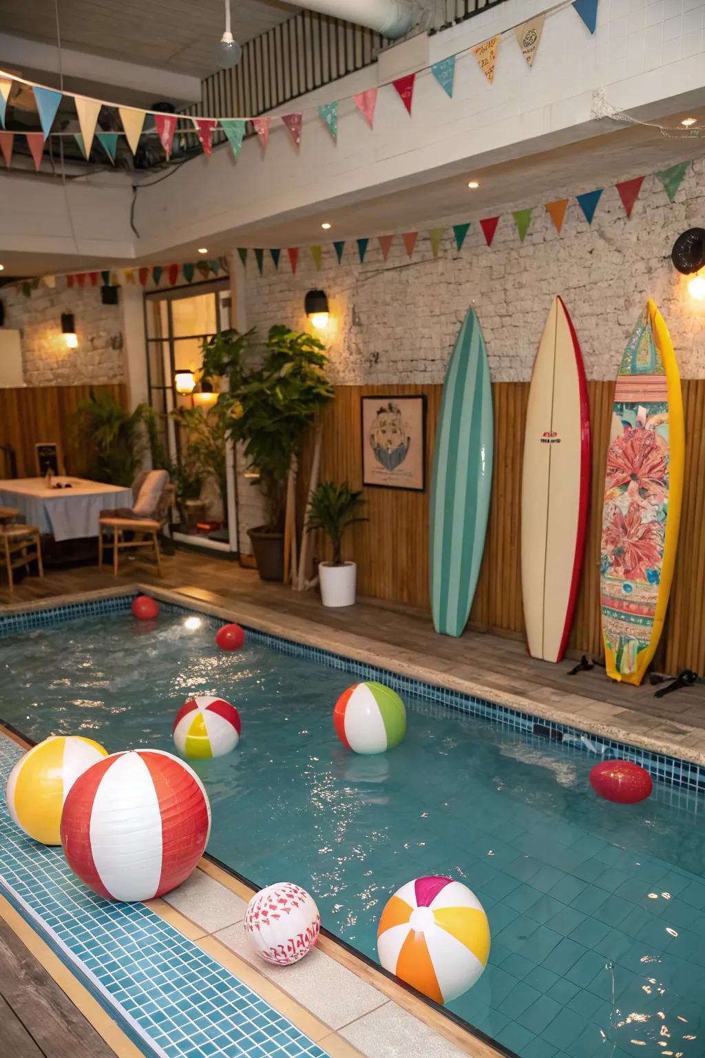 Capture the lighthearted vibe of a retro beach bash with nostalgic décor.