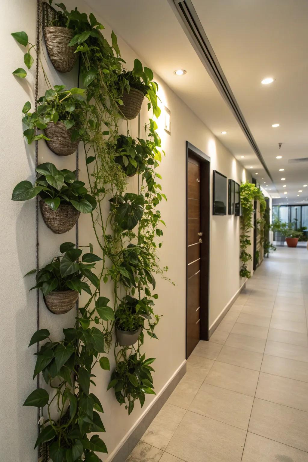 Fashion a vertical garden with wall-mounted radiant creepers.
