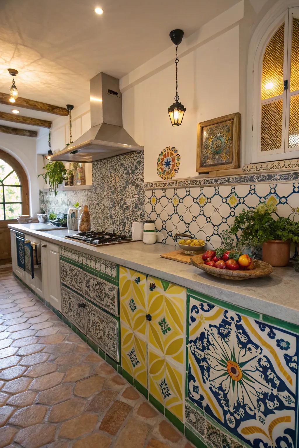 Tile countertops add a splash of color and design to your kitchen.