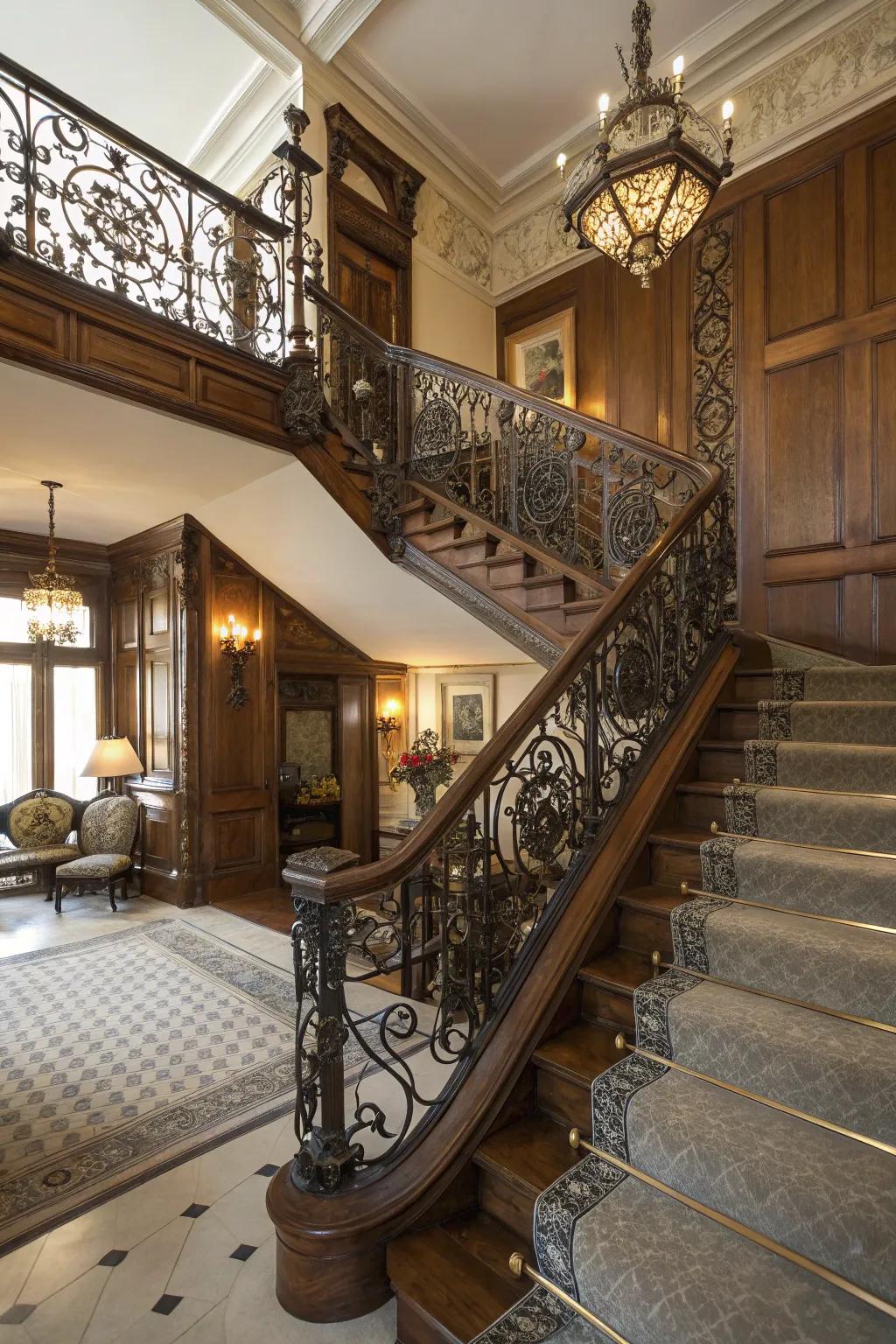 Intricate ironwork adds a touch of elegance and artistry.