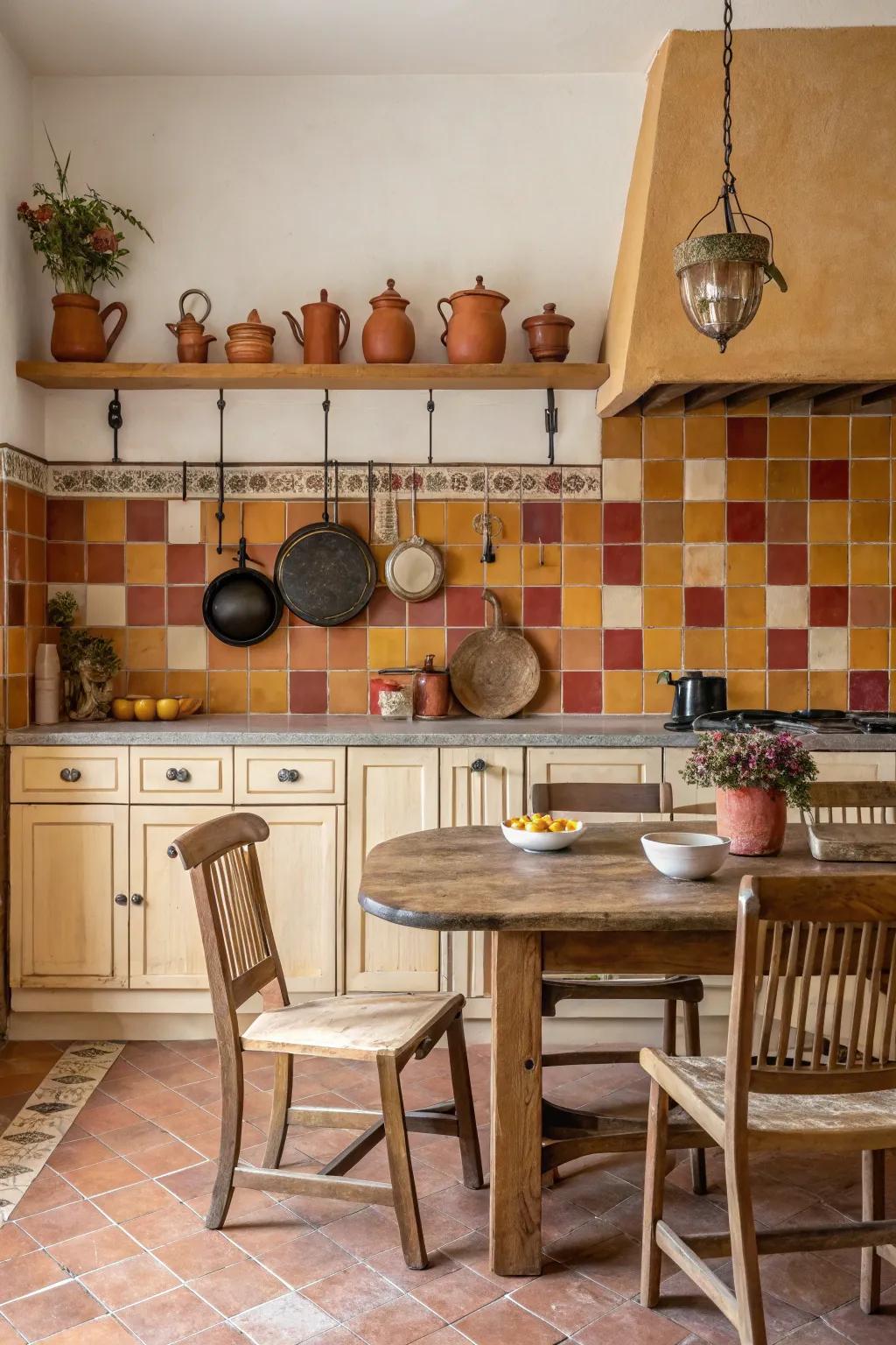 Earthy tones foster a cozy, welcoming kitchen setting.