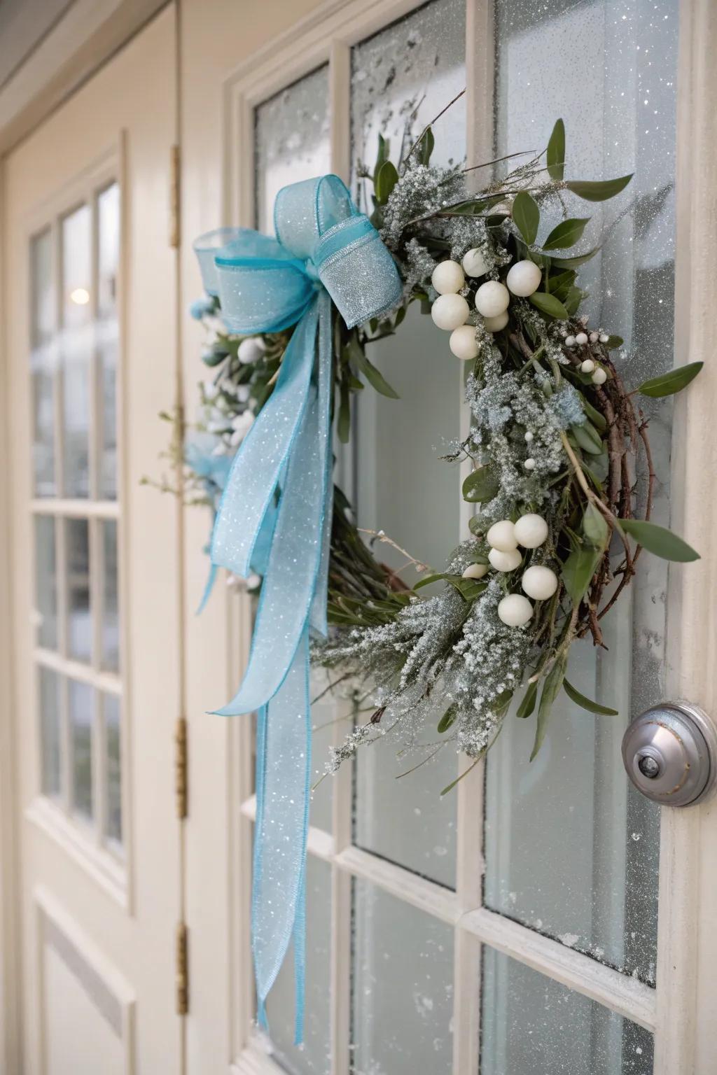 Chill azure tones deliver a tranquil and cool sensation to winter garlands.