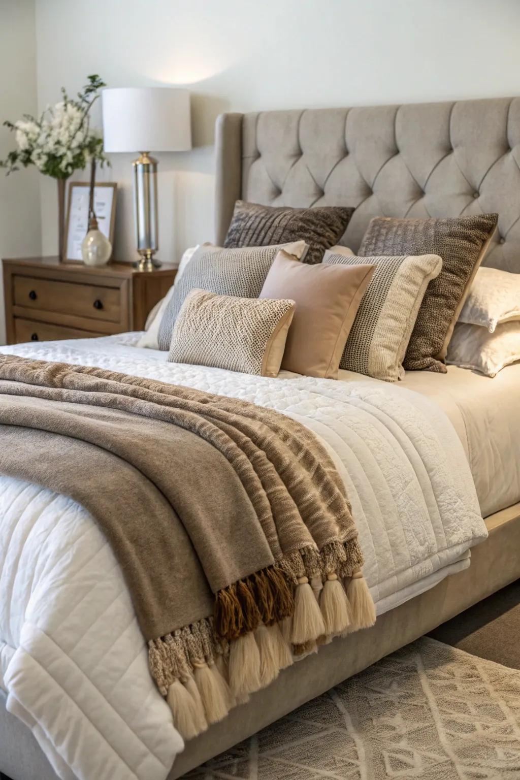 Layered bedding introduces dimension and a hint of luxury to your king bedroom.