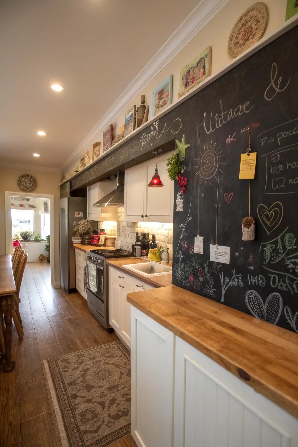 Chalkboard borders inject a creative and interactive element into your kitchen.
