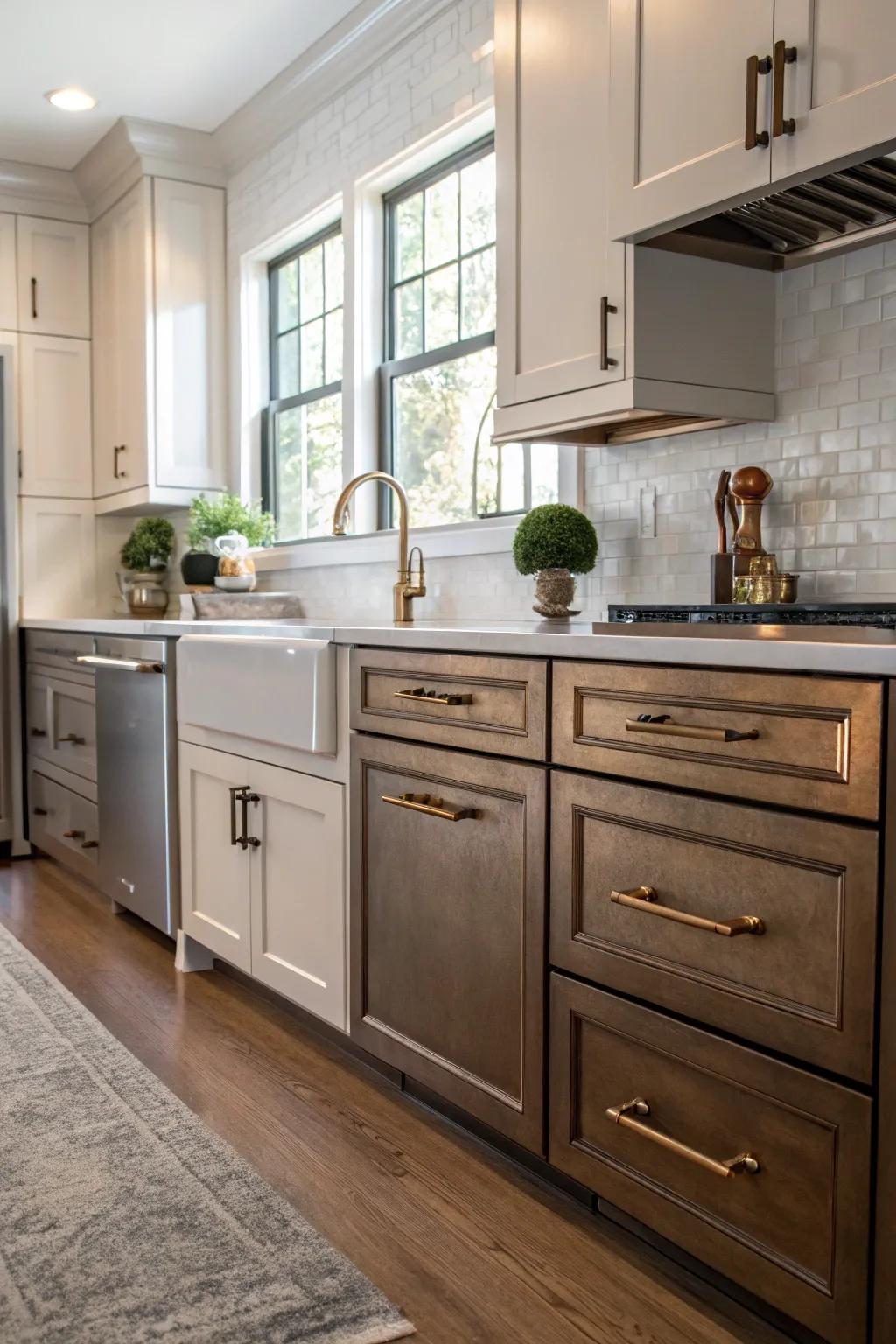 A medley of metals enriches the character of kitchen design.