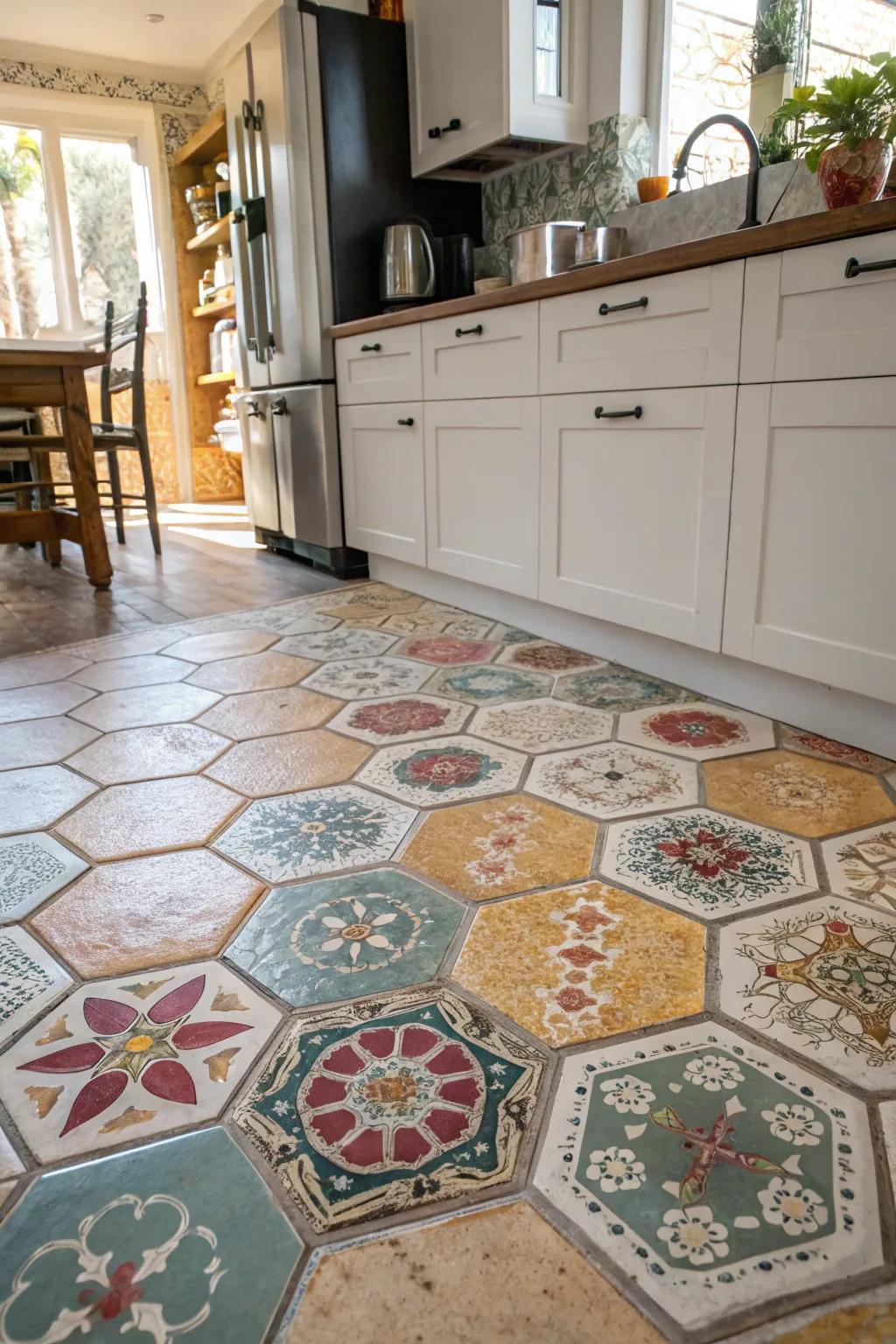 Make a bold statement with hexagon tiles in your kitchen.