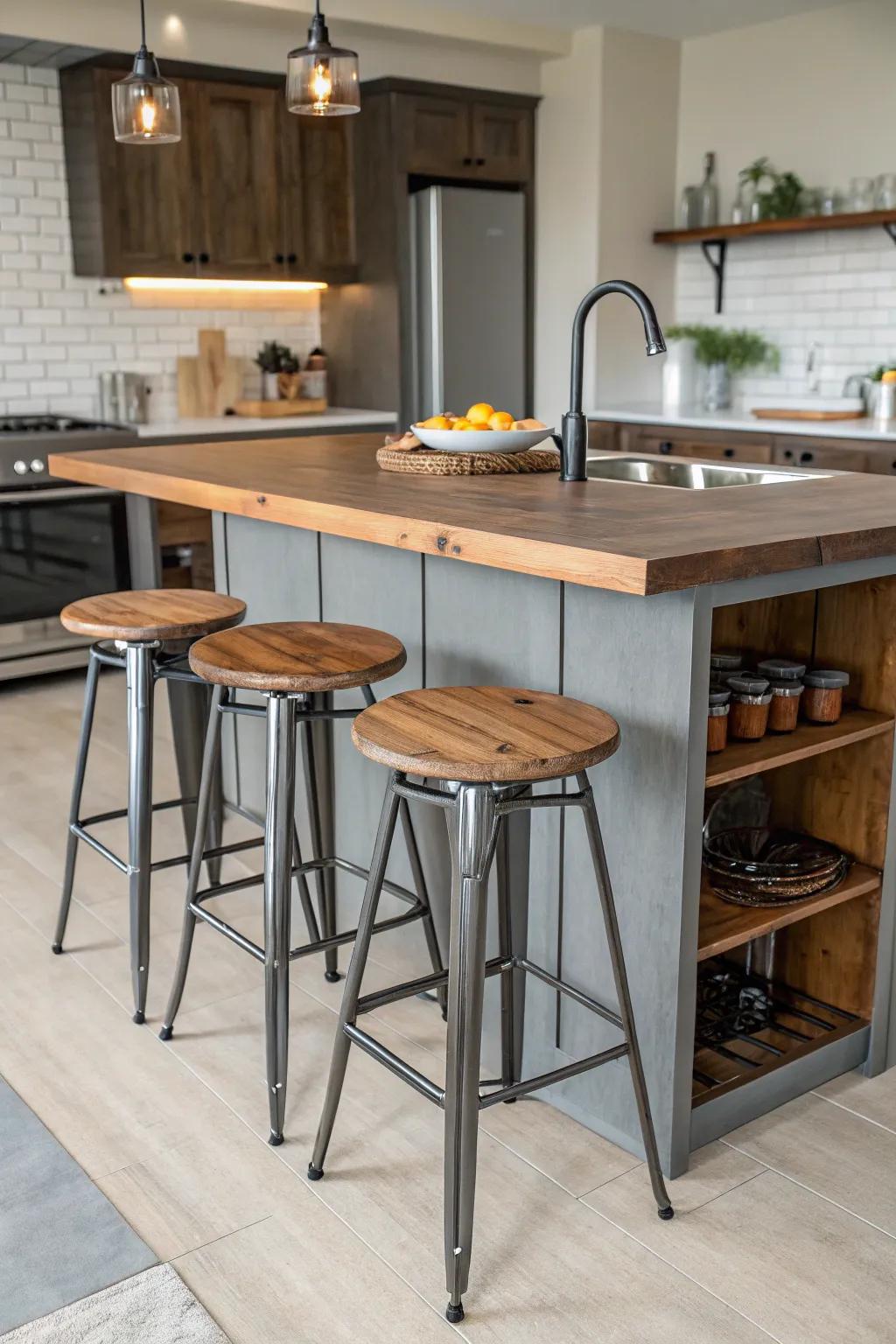 Create a dynamic look with seating that combines various materials.