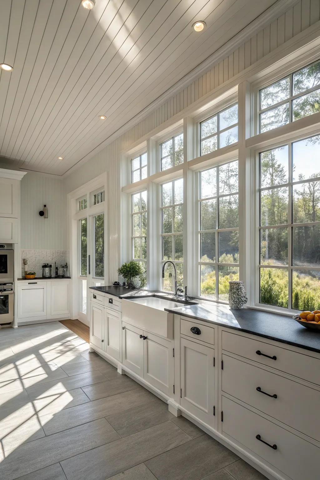 White panelling elevates luminosity and openness.