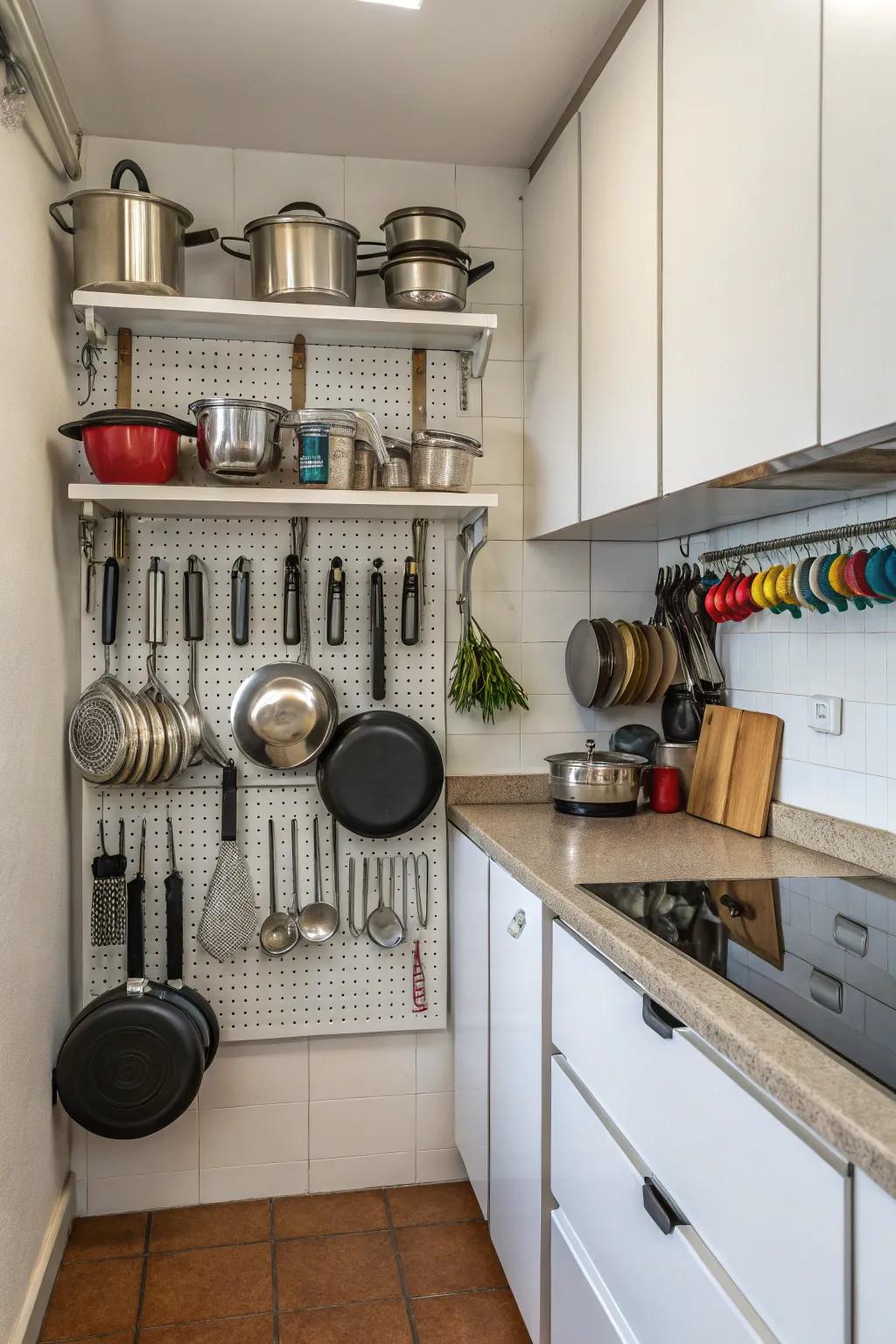 Wall fixtures are perfect for optimizing vertical space in compact cooking areas.