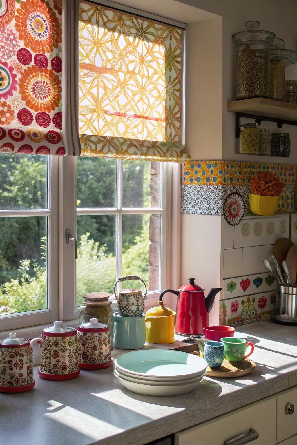 Patterned shades bring charm and character to any kitchen.