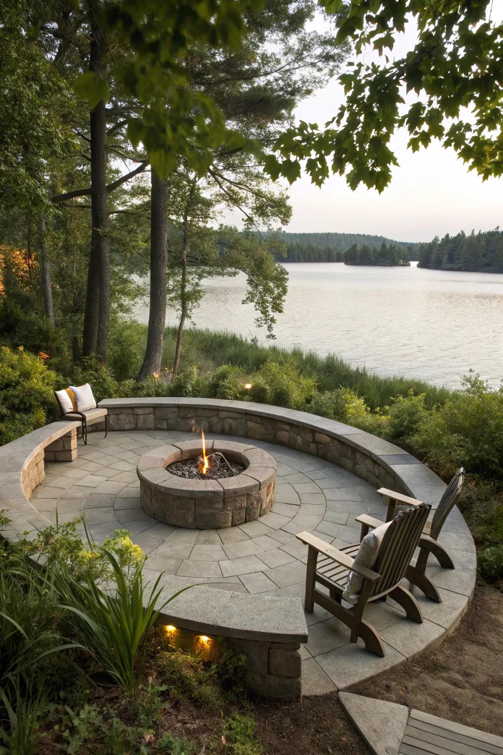 Integrated benches give form and function to your fire nook.