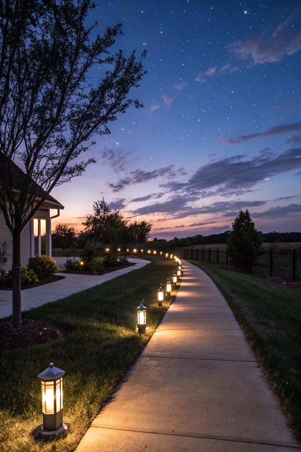 Pathway illumination creates a welcoming and secure driveway.