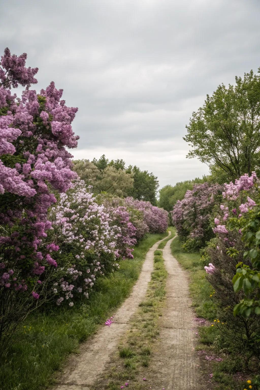 A lilac walkway invites you to enjoy nature's perfume.