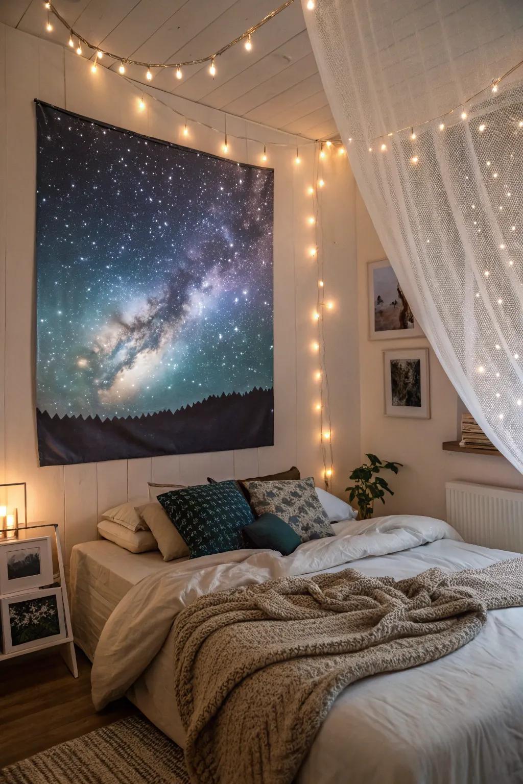 Bring the cosmos into your space with a galaxy themed painting.