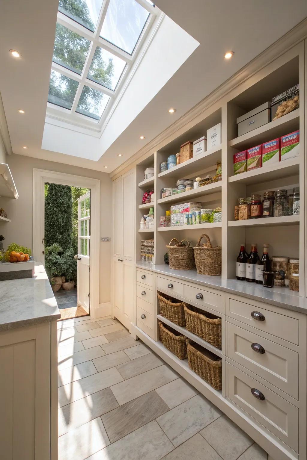 Suitable lighting transforms your pantry into a welcoming place.
