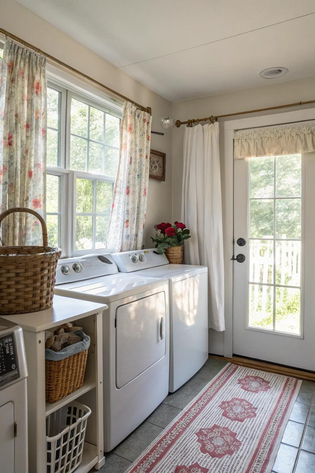 Bistro style panels bring a hint of relaxed appeal to any utility space.