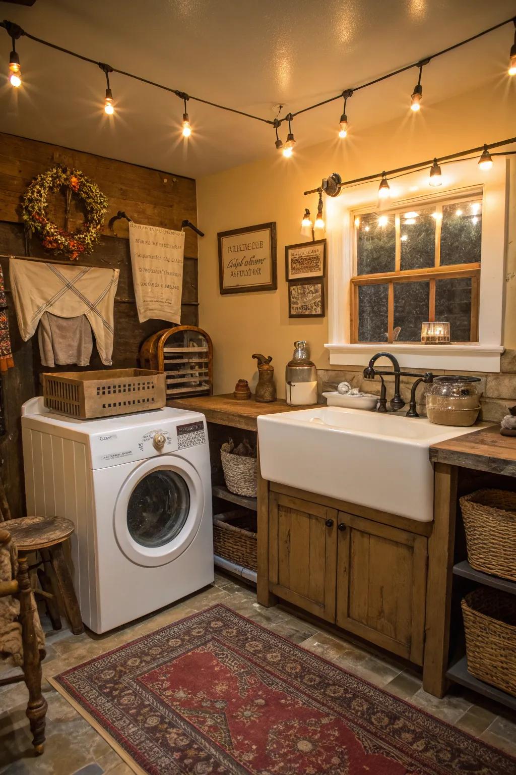 Rustic cottage basins offer both function and style.