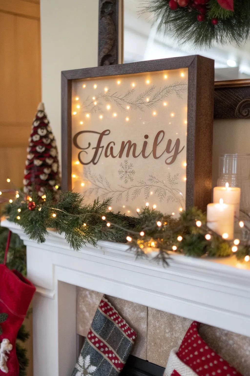 A personalized shadow box featuring a family element