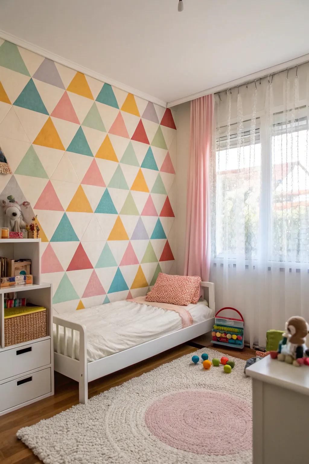 A playful symmetrical pattern wall that sparks innovation.