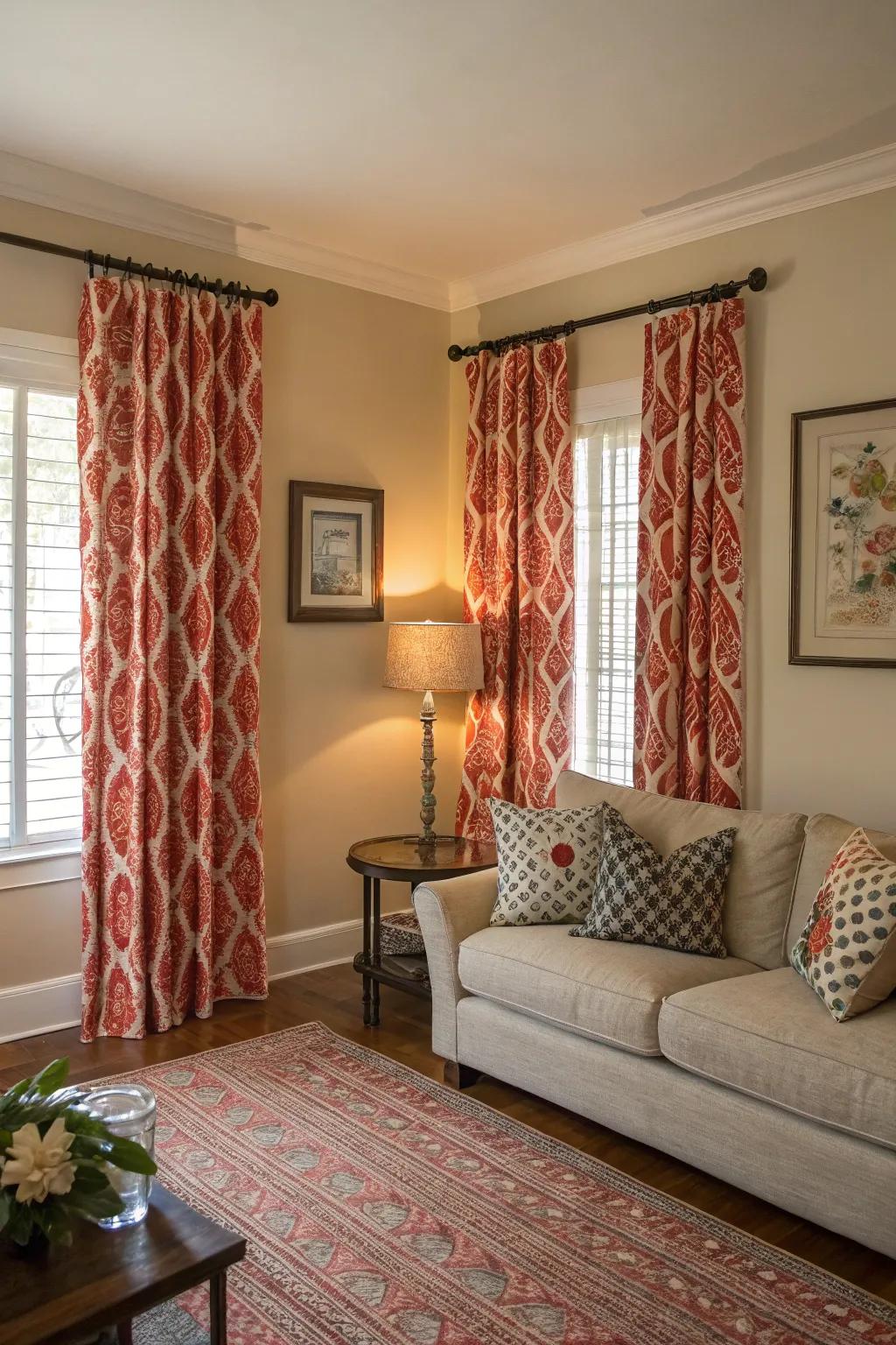 Bold designs can transform curtains into the focal point of the room.
