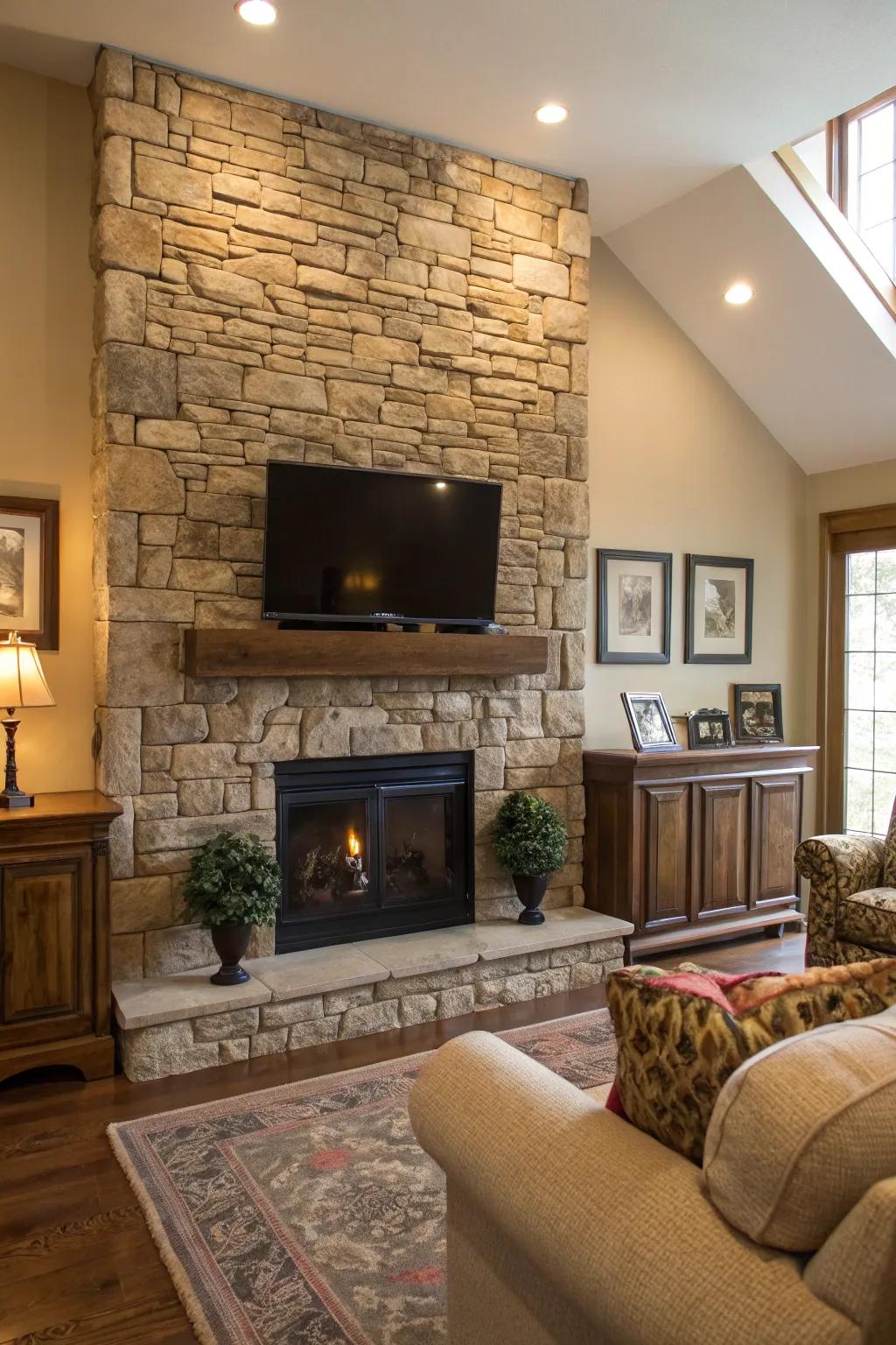 Walls with texture contribute dimension and intrigue to the area.