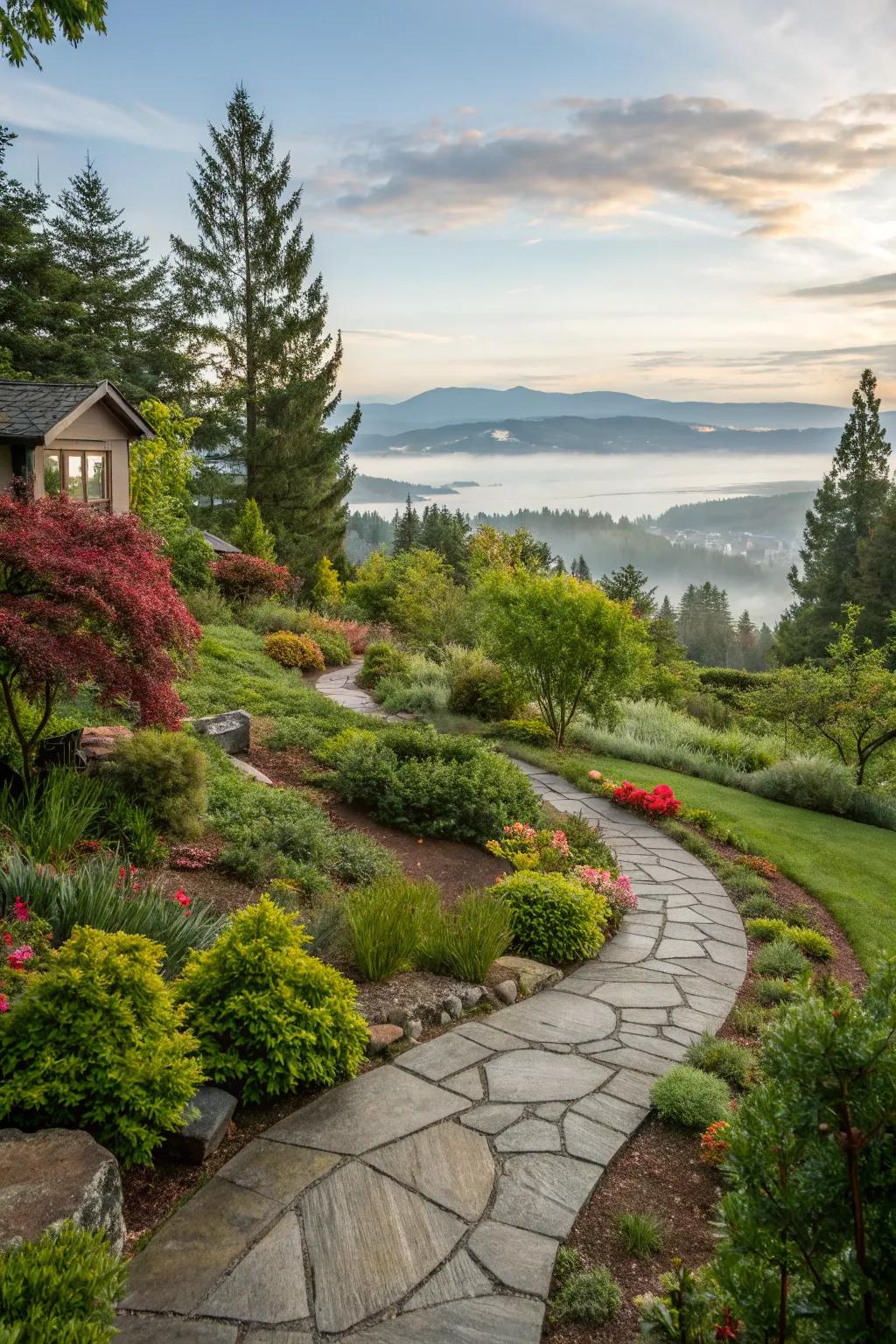 Stone pathways are a stylish and practical addition.