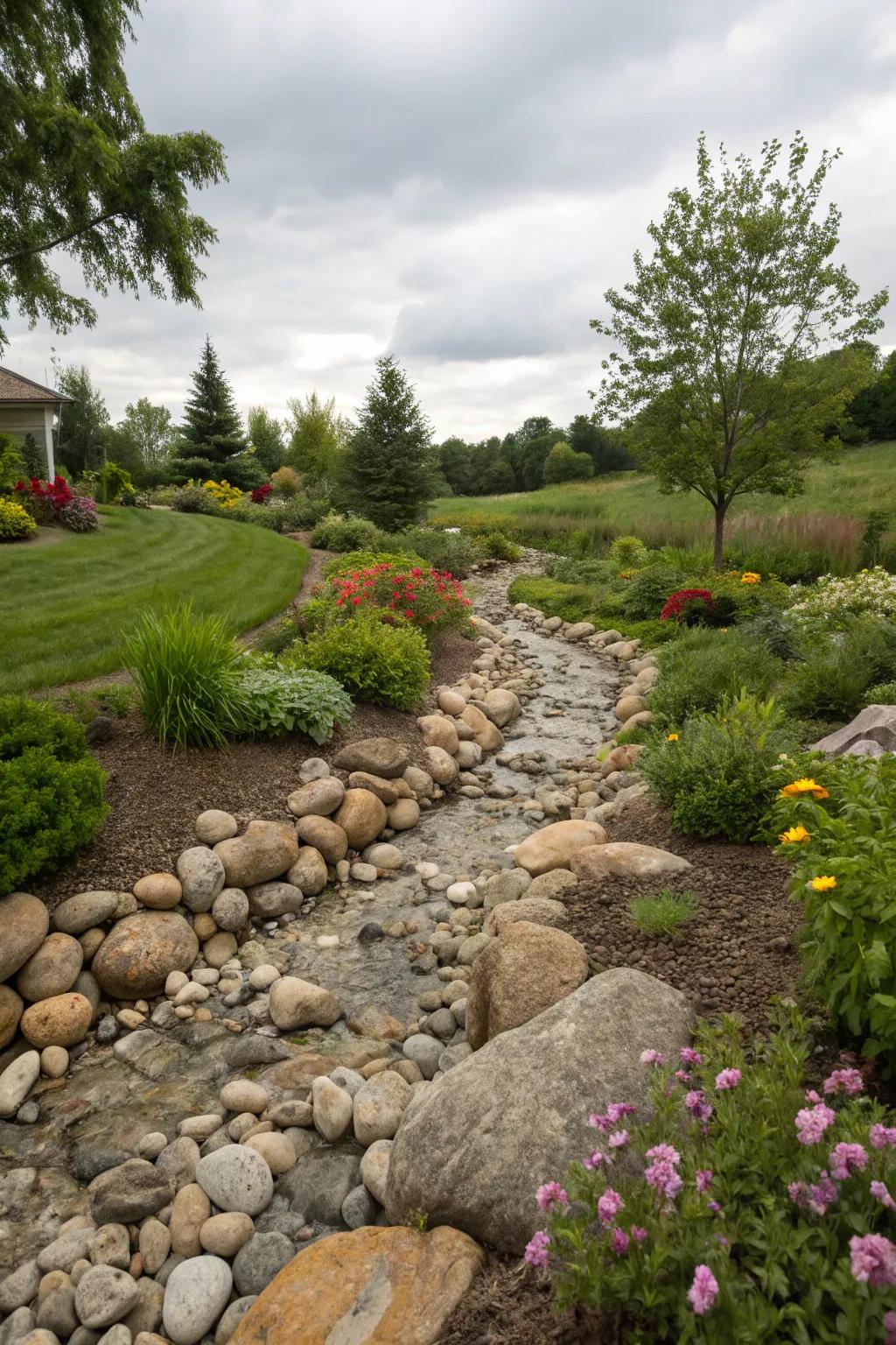 Improve your garden's water drainage with a charming dry creek bed.
