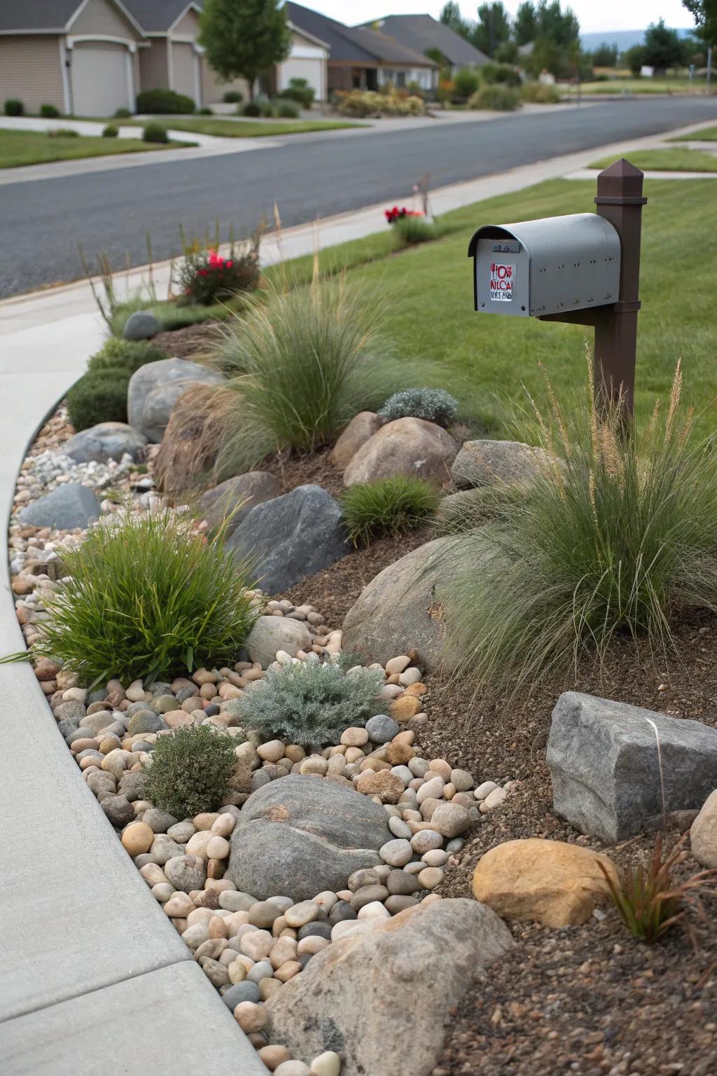 A small stone patch includes a zen element to your mailbox.