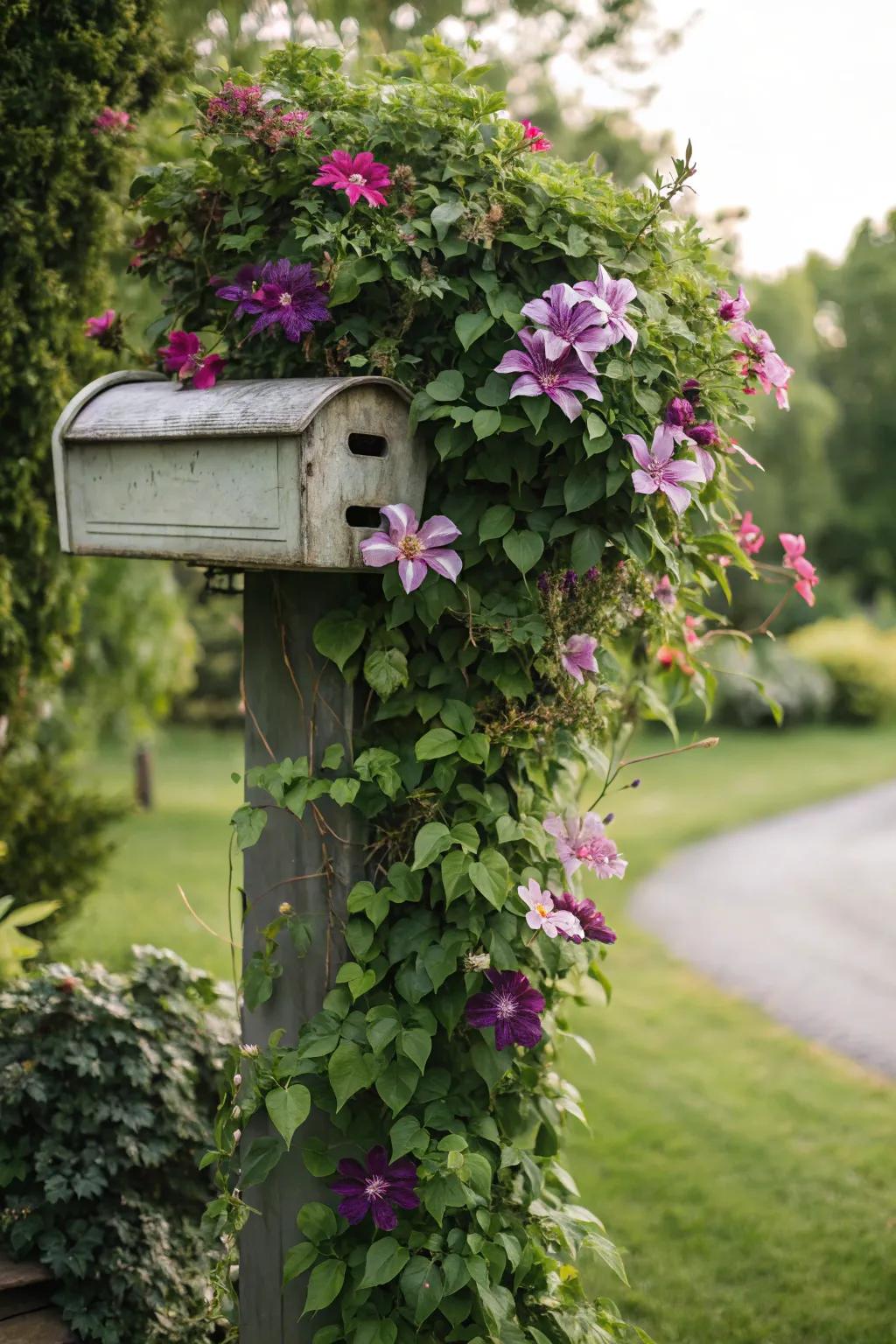 An upright garden revamps a basic mailbox into a lush, living sculpture.