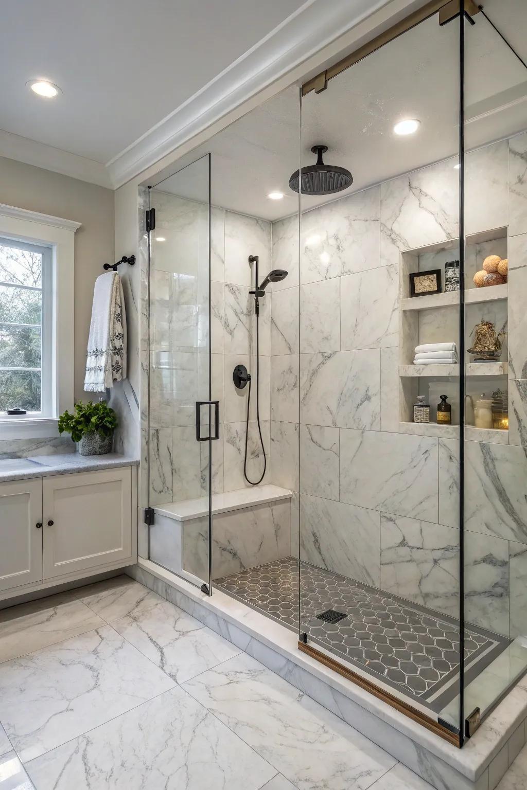 Elegant tiles can raise the complete charm of your shower.