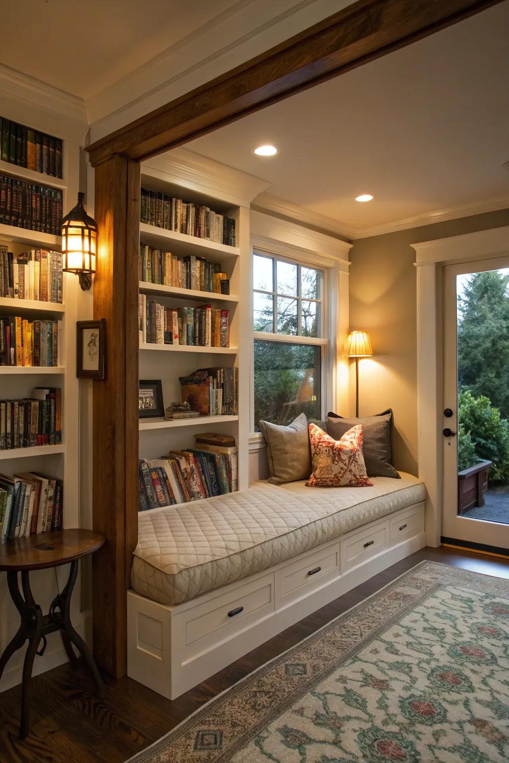 Design the ultimate reading sanctuary with a comfy mattress.