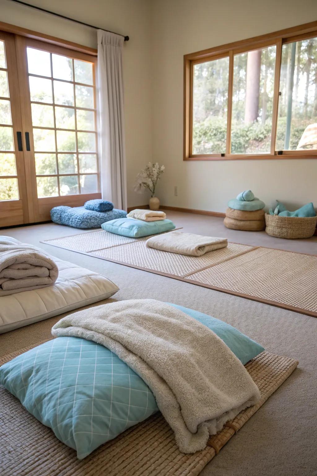Soft textures bring comfort and warmth to your meditation space.
