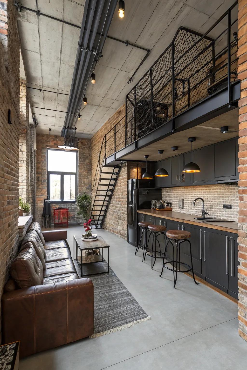 Modern, urban details added by industrial elements.