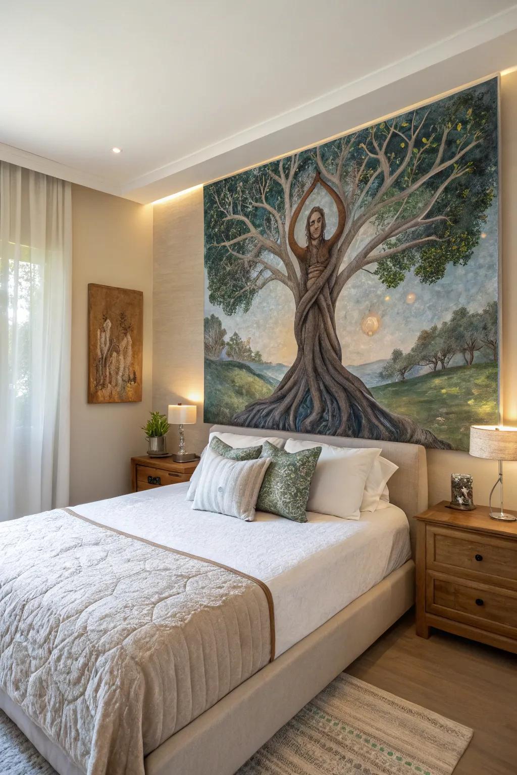 A human presence blends with a tree, commemorating oneness with the natural world.