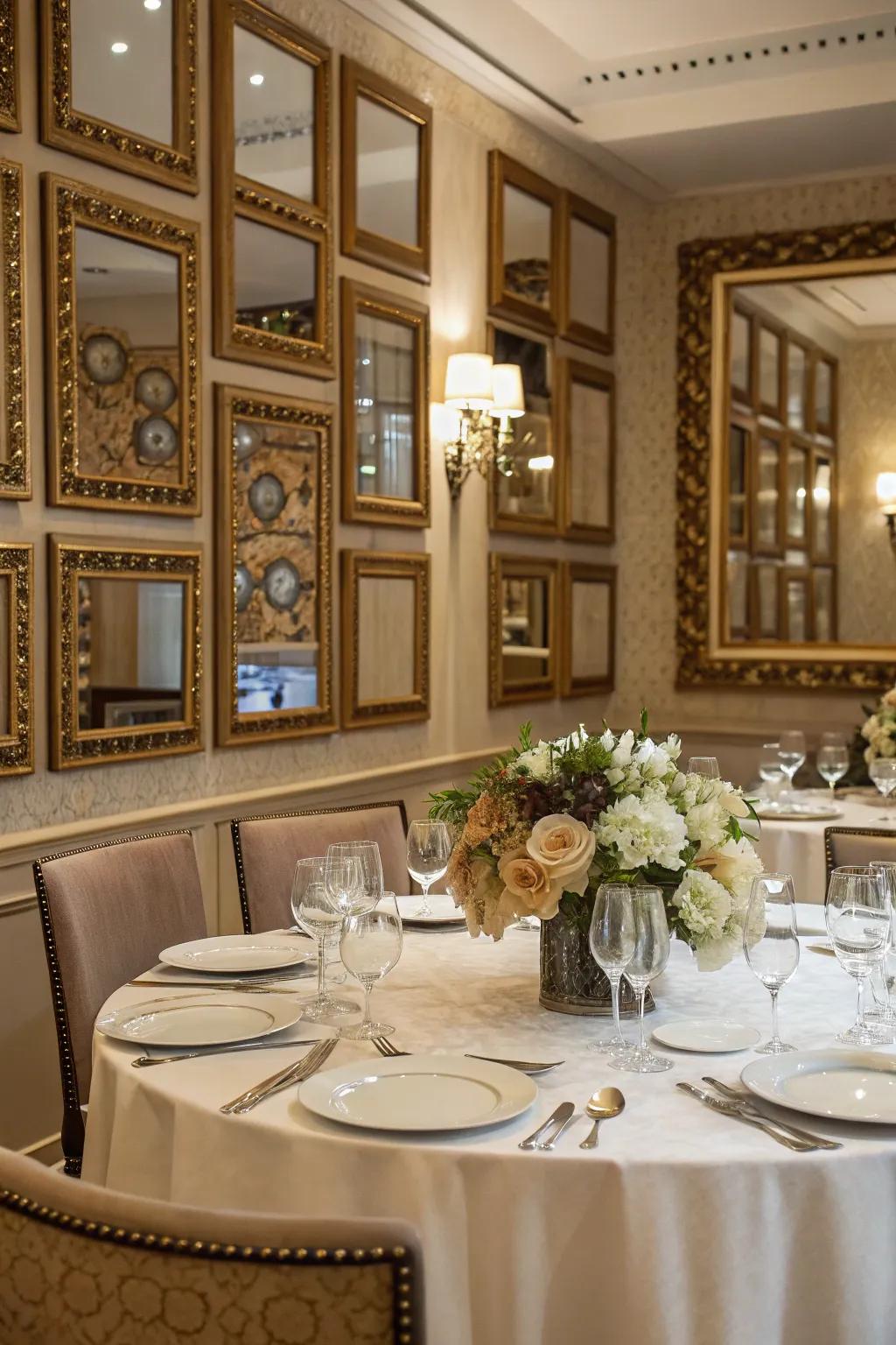 A framed reflector wall makes a remarkable statement.