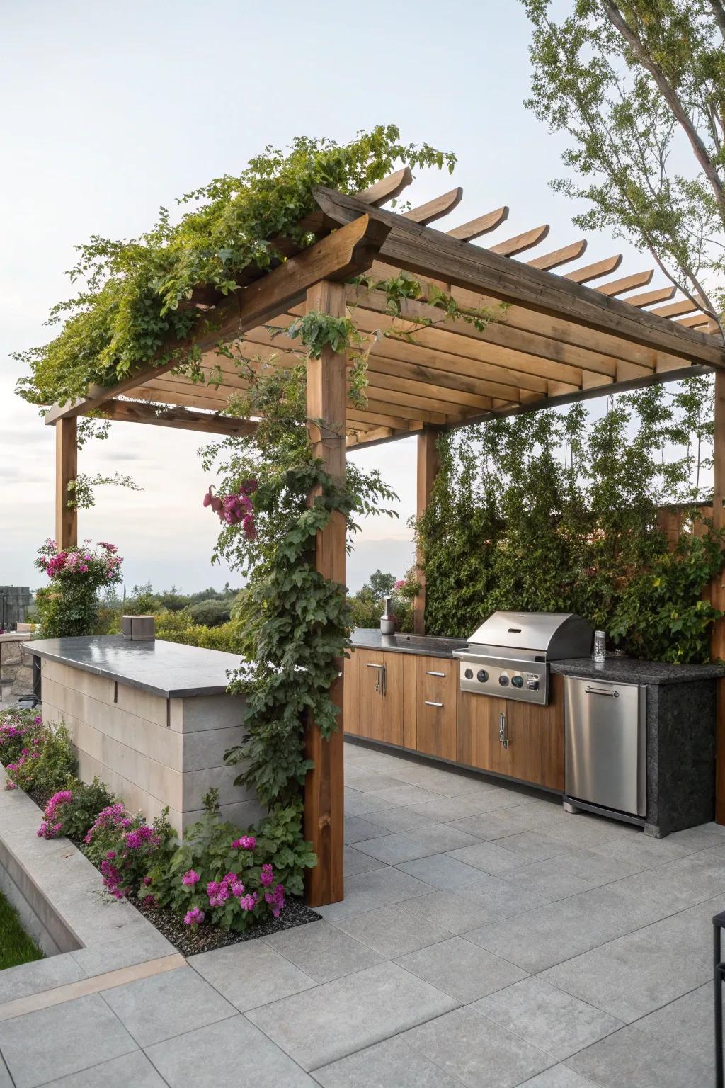 A frame imparts allure and shade to your BBQ setup.