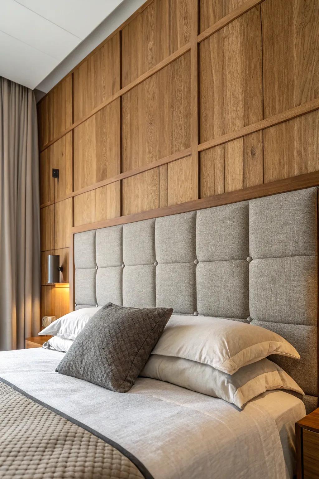 The combination of wooden and fabric boards delivers a rich textural contrast.